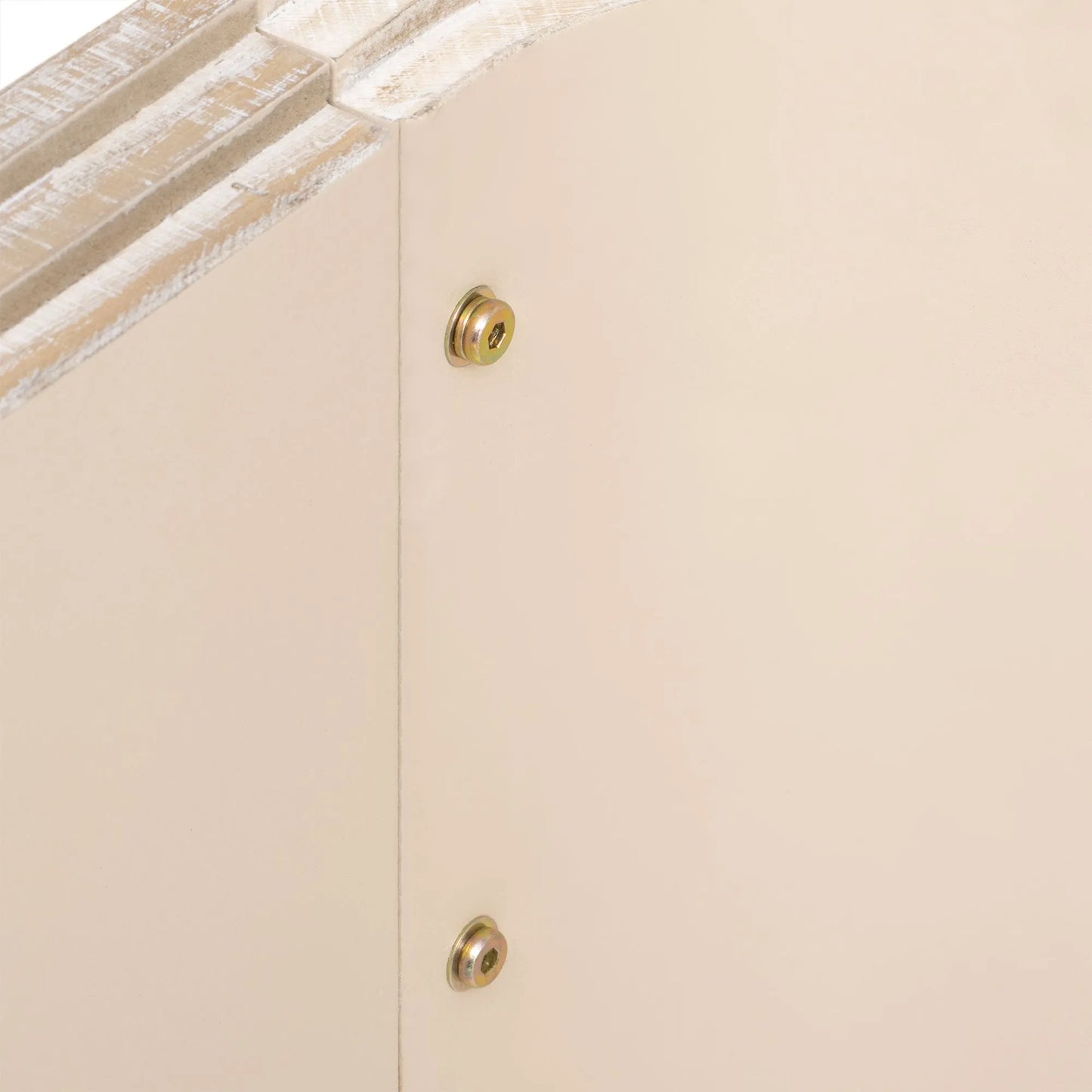 TREXM Minimalist Coffee Table with Curved Art Deco Design for Living Room or Dining Room(Natural Wood Wash)