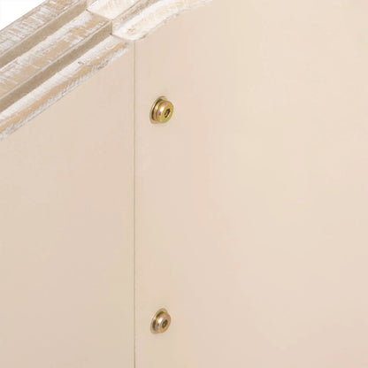 TREXM Minimalist Coffee Table with Curved Art Deco Design for Living Room or Dining Room(Natural Wood Wash)