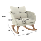 Contemporary Minimalist Beige Wicker Rocking Chair with Soft Polyester Cushions and Durable Wooden Frame, Perfect for Indoor and Outdoor Spaces like Patio, Balcony, or Living Room