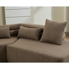 [NEW ARRIVED] [VIDEO PROVIDED] 128Minimalist Cloud Sectional Couch ,Modern Couches ,4-Seater ,No Assembly,Two modular sofa,Boucle Teddy Fabric, upholstered , anti-wrinkle fabric,Brown