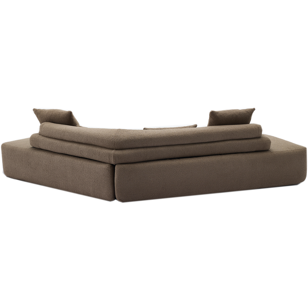 [NEW ARRIVED] [VIDEO PROVIDED] 128Minimalist Cloud Sectional Couch ,Modern Couches ,4-Seater ,No Assembly,Two modular sofa,Boucle Teddy Fabric, upholstered , anti-wrinkle fabric,Brown