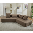 [NEW ARRIVED] [VIDEO PROVIDED] 128Minimalist Cloud Sectional Couch ,Modern Couches ,4-Seater ,No Assembly,Two modular sofa,Boucle Teddy Fabric, upholstered , anti-wrinkle fabric,Brown