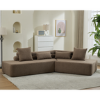 [NEW ARRIVED] [VIDEO PROVIDED] 128Minimalist Cloud Sectional Couch ,Modern Couches ,4-Seater ,No Assembly,Two modular sofa,Boucle Teddy Fabric, upholstered , anti-wrinkle fabric,Brown