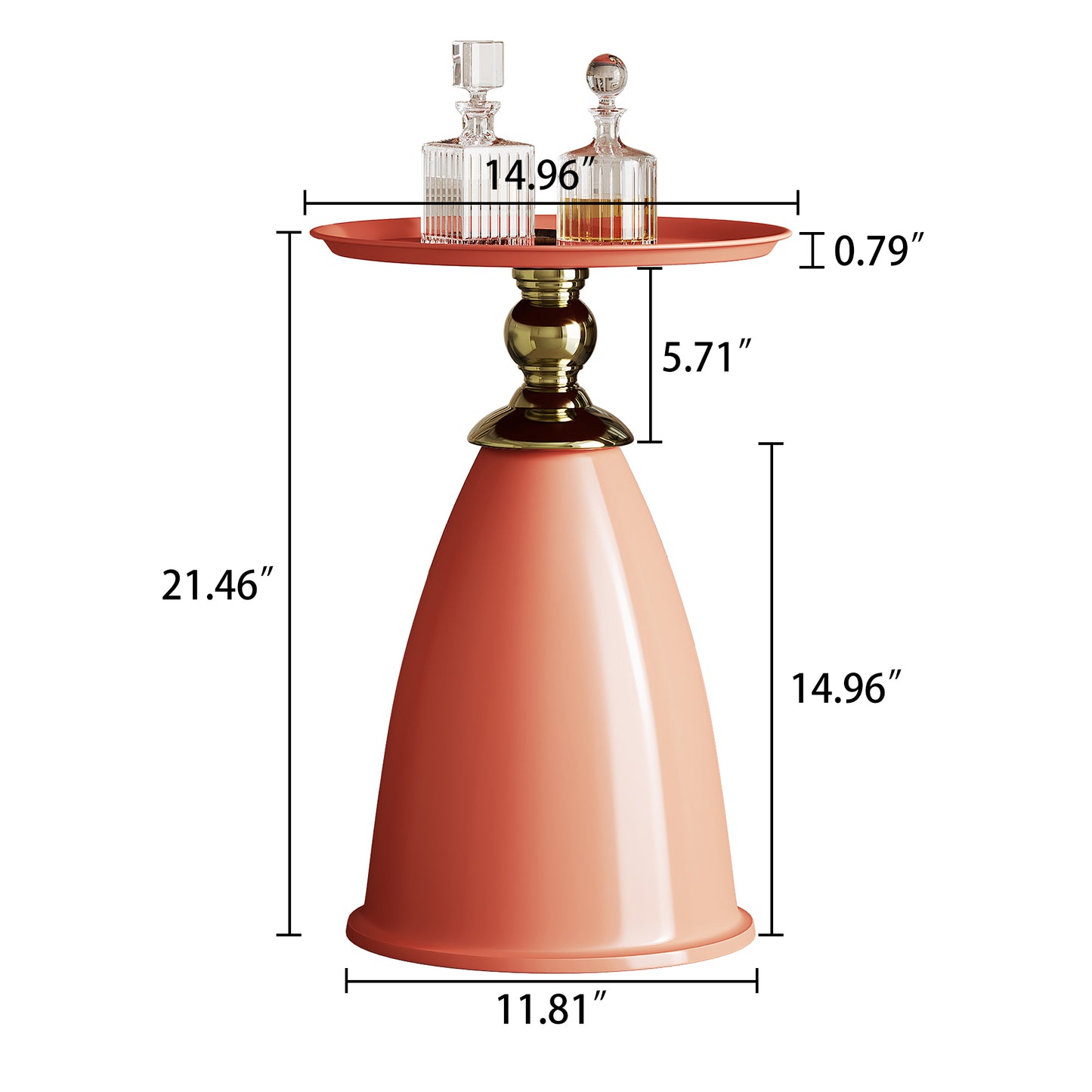 Luxury Design Iron End Table, Minimalist Round Side Table for Small Space