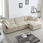 Minimalist Modern Deep Seat Sectional Sofa with Ottoman – Sleek, Modular Design for Contemporary Spaces