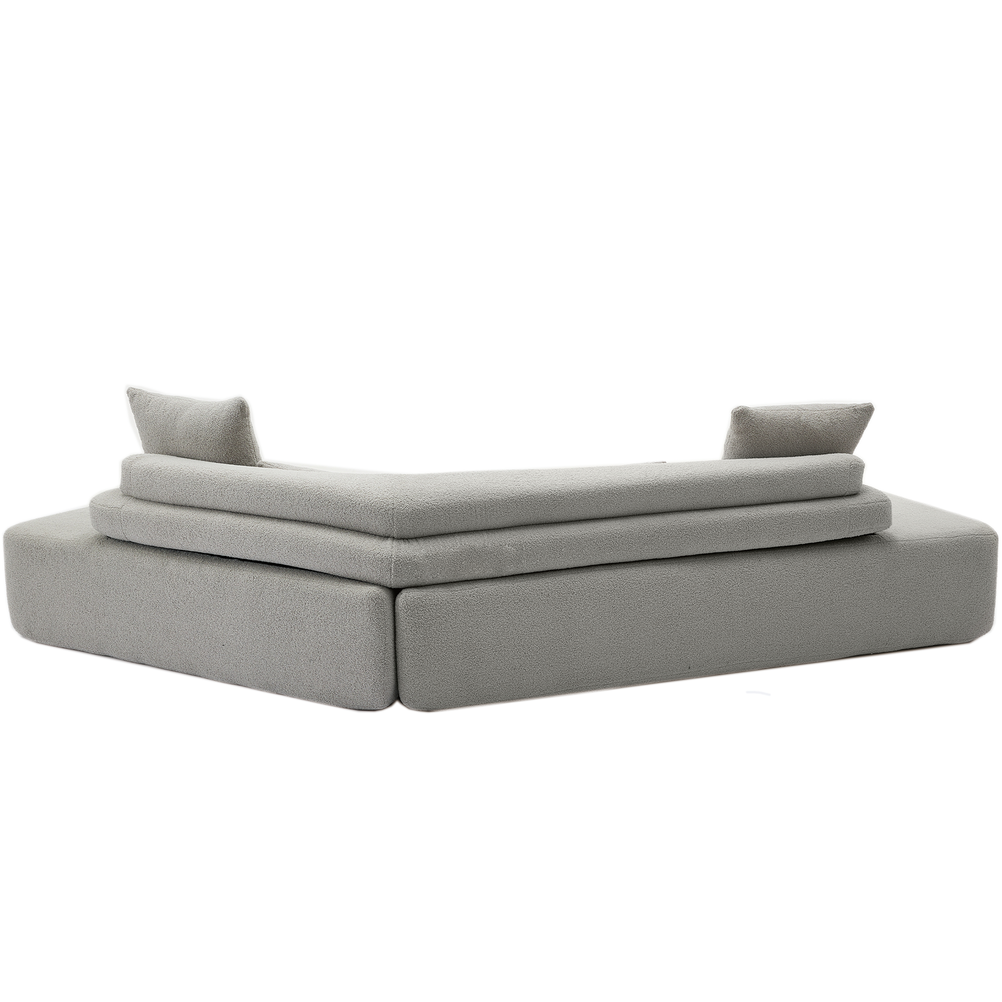 [NEW ARRIVED] [VIDEO PROVIDED] 128Minimalist Cloud Sectional Couch ,Modern Couches ,4-Seater ,No Assembly,Two modular sofa,Boucle Teddy Fabric, upholstered , anti-wrinkle fabric,Light Gray