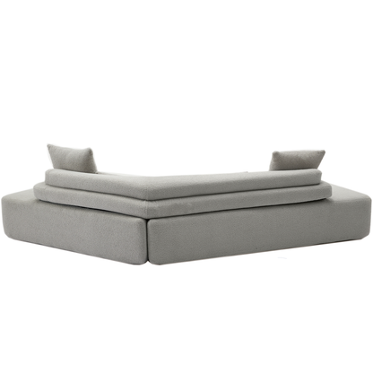 [NEW ARRIVED] [VIDEO PROVIDED] 128Minimalist Cloud Sectional Couch ,Modern Couches ,4-Seater ,No Assembly,Two modular sofa,Boucle Teddy Fabric, upholstered , anti-wrinkle fabric,Light Gray