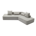 [NEW ARRIVED] [VIDEO PROVIDED] 128Minimalist Cloud Sectional Couch ,Modern Couches ,4-Seater ,No Assembly,Two modular sofa,Boucle Teddy Fabric, upholstered , anti-wrinkle fabric,Light Gray
