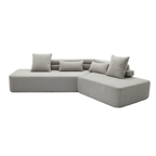 [NEW ARRIVED] [VIDEO PROVIDED] 128Minimalist Cloud Sectional Couch ,Modern Couches ,4-Seater ,No Assembly,Two modular sofa,Boucle Teddy Fabric, upholstered , anti-wrinkle fabric,Light Gray