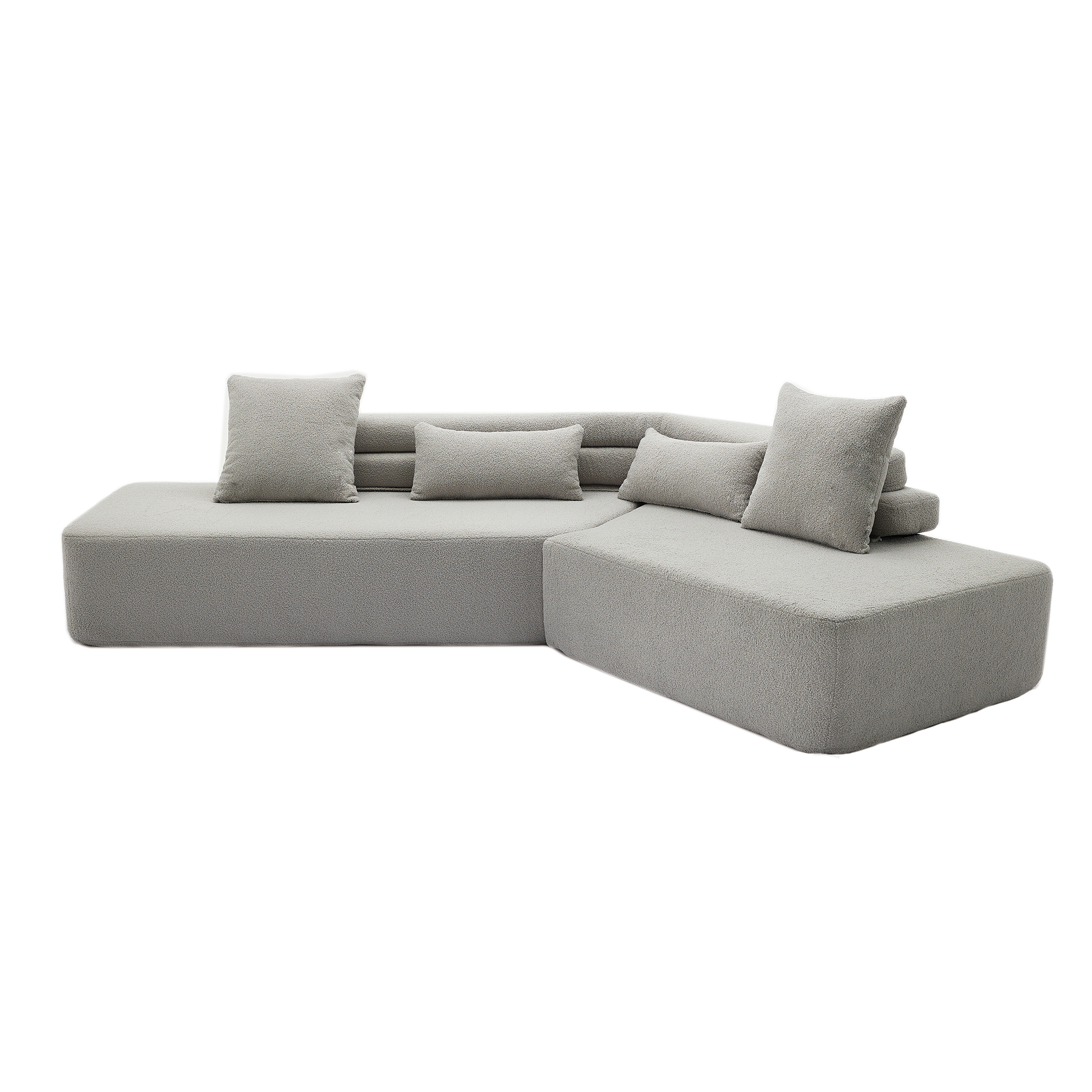 [NEW ARRIVED] [VIDEO PROVIDED] 128Minimalist Cloud Sectional Couch ,Modern Couches ,4-Seater ,No Assembly,Two modular sofa,Boucle Teddy Fabric, upholstered , anti-wrinkle fabric,Light Gray