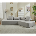 [NEW ARRIVED] [VIDEO PROVIDED] 128Minimalist Cloud Sectional Couch ,Modern Couches ,4-Seater ,No Assembly,Two modular sofa,Boucle Teddy Fabric, upholstered , anti-wrinkle fabric,Light Gray