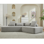 [NEW ARRIVED] [VIDEO PROVIDED] 128Minimalist Cloud Sectional Couch ,Modern Couches ,4-Seater ,No Assembly,Two modular sofa,Boucle Teddy Fabric, upholstered , anti-wrinkle fabric,Light Gray