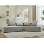 [NEW ARRIVED] [VIDEO PROVIDED] 128Minimalist Cloud Sectional Couch ,Modern Couches ,4-Seater ,No Assembly,Two modular sofa,Boucle Teddy Fabric, upholstered , anti-wrinkle fabric,Light Gray