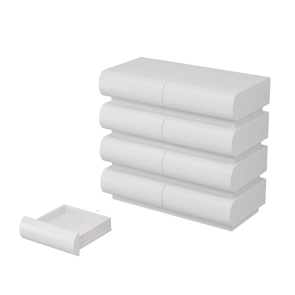 8 Drawer Dresser for Bedroom, White Dresser No Handle, Modern 8 Chest of Drawers with Wide Storage