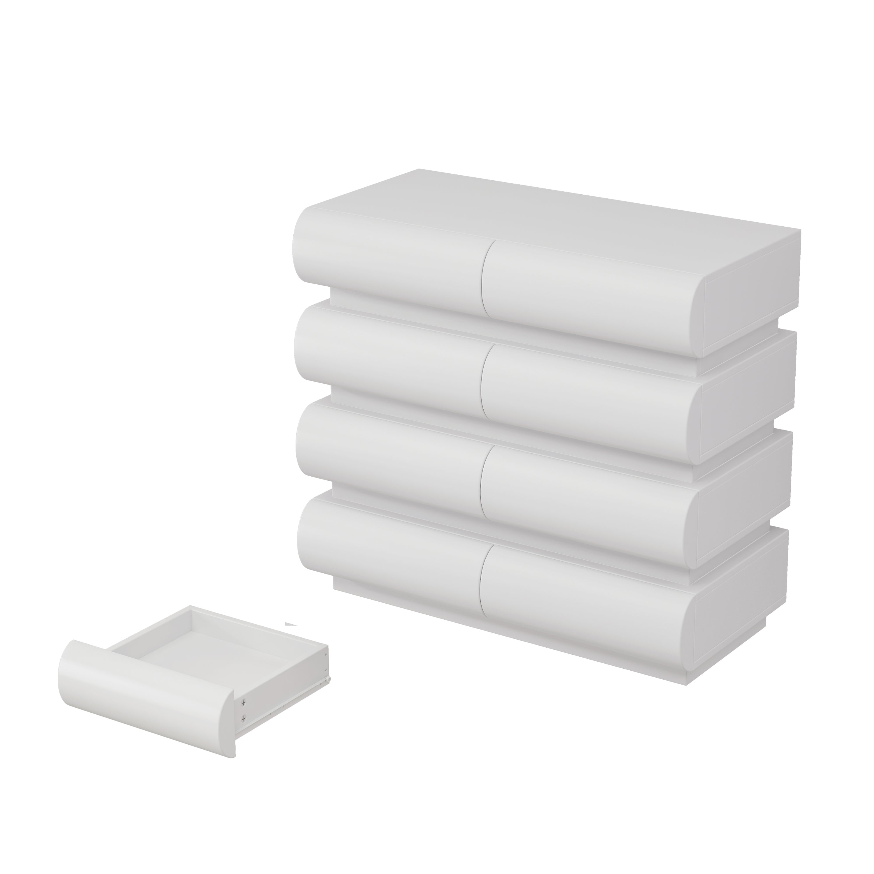 8 Drawer Dresser for Bedroom, White Dresser No Handle, Modern 8 Chest of Drawers with Wide Storage