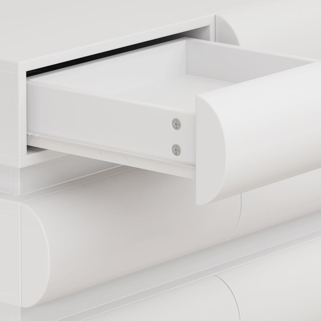 8 Drawer Dresser for Bedroom, White Dresser No Handle, Modern 8 Chest of Drawers with Wide Storage