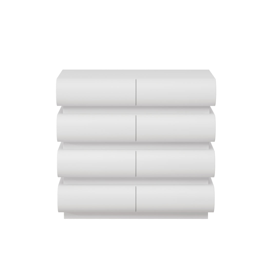 8 Drawer Dresser for Bedroom, White Dresser No Handle, Modern 8 Chest of Drawers with Wide Storage