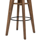 Spencer Minimalist Oak Wood Adjustable Bar Counter Stool, Walnut Brown Oak Wood