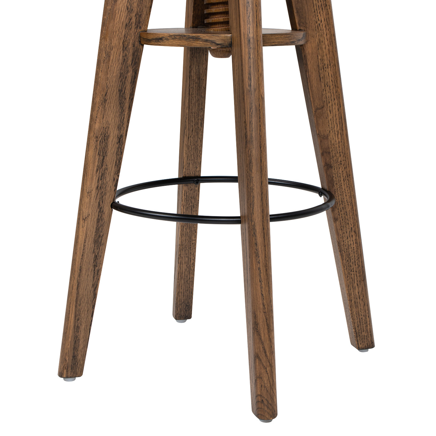 Spencer Minimalist Oak Wood Adjustable Bar Counter Stool, Walnut Brown Oak Wood