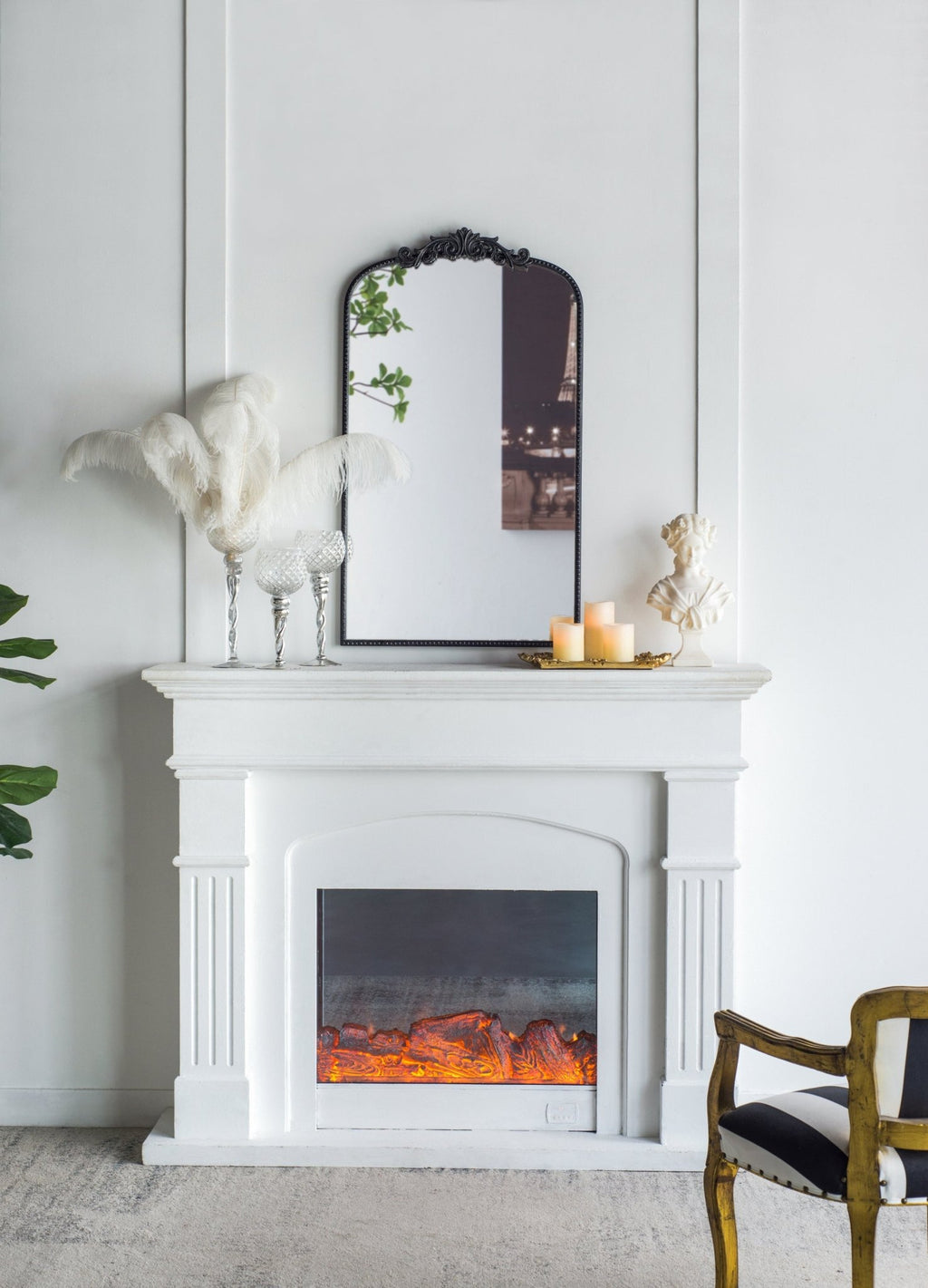 24"x 42" Classic Design Mirror with and Baroque Inspired Frame for Bathroom, Entryway Console Lean Against Wall - Groovy Boardz