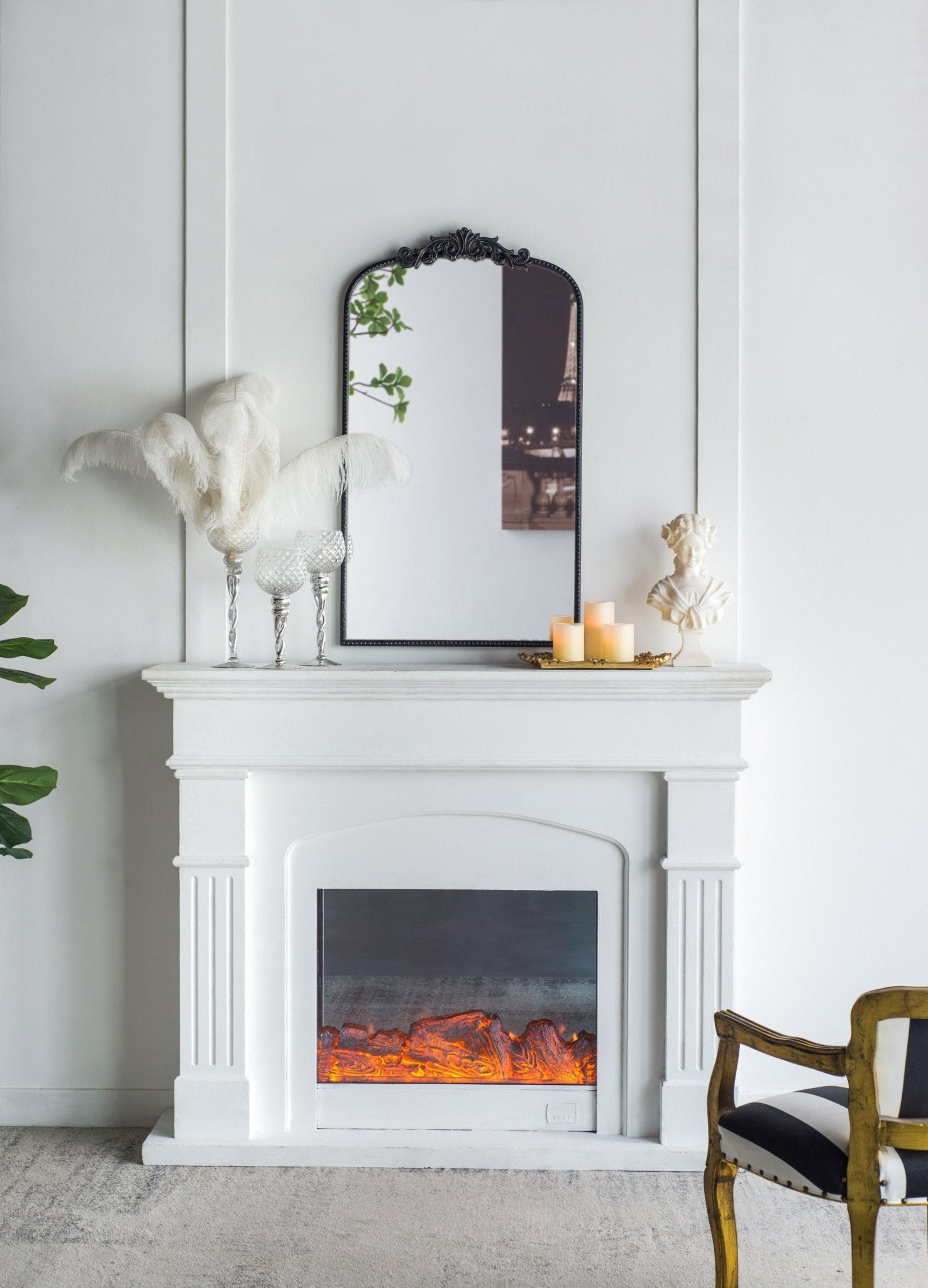 24"x 42" Classic Design Mirror with and Baroque Inspired Frame for Bathroom, Entryway Console Lean Against Wall - Groovy Boardz