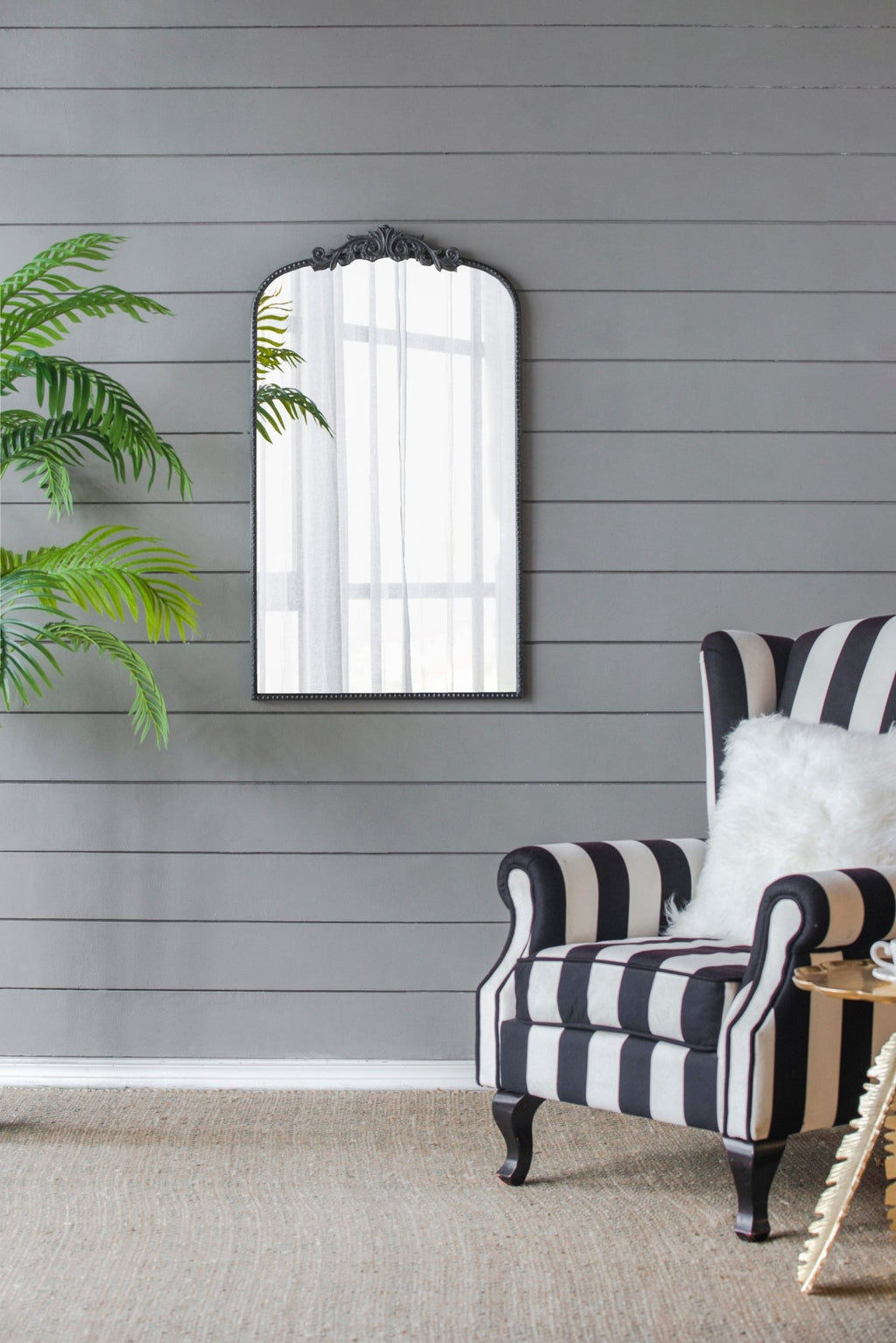 24"x 42" Classic Design Mirror with and Baroque Inspired Frame for Bathroom, Entryway Console Lean Against Wall - Groovy Boardz