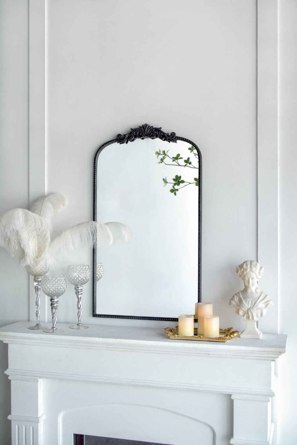 24"x 42" Classic Design Mirror with and Baroque Inspired Frame for Bathroom, Entryway Console Lean Against Wall - Groovy Boardz