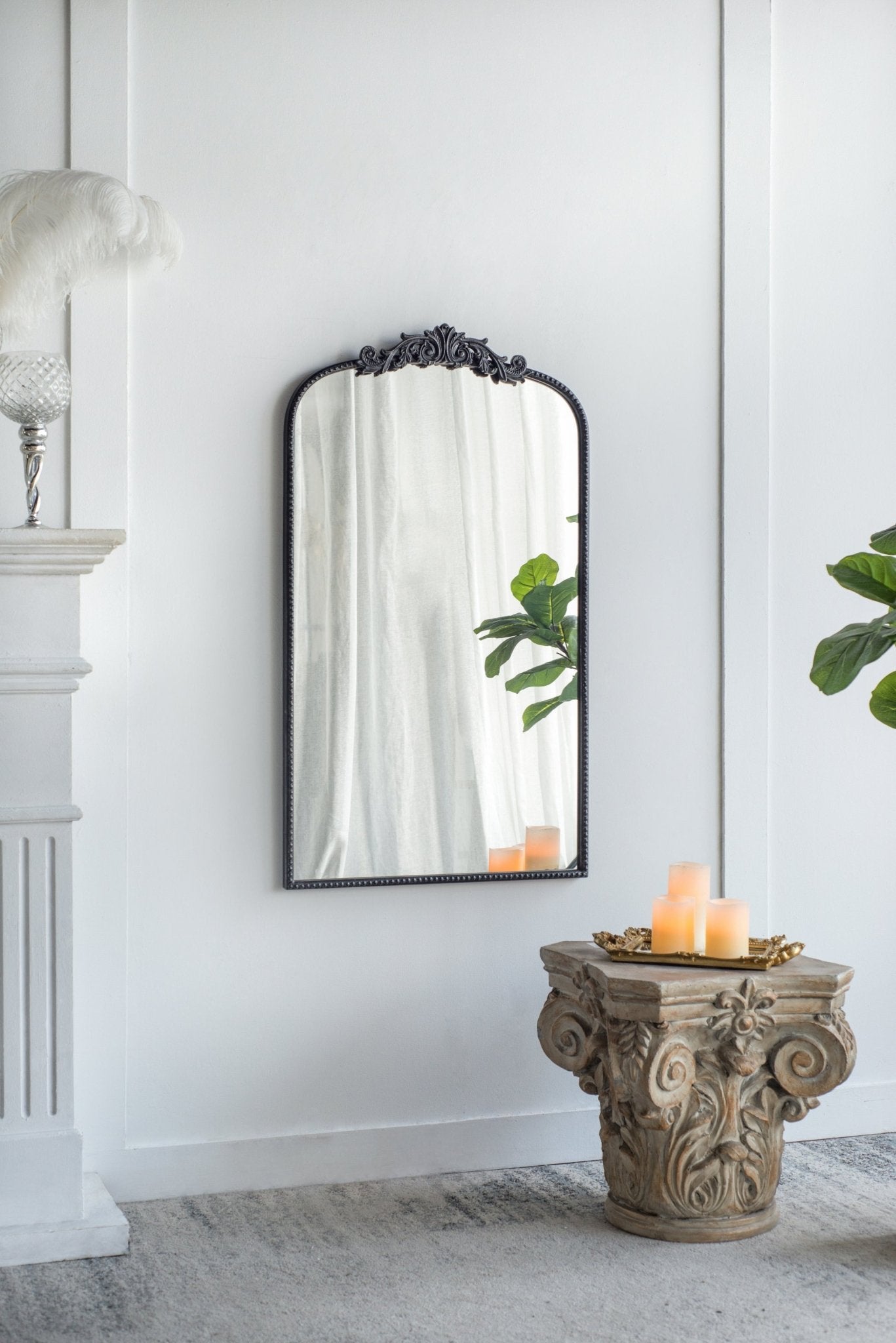 24"x 42" Classic Design Mirror with and Baroque Inspired Frame for Bathroom, Entryway Console Lean Against Wall - Groovy Boardz