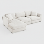 Beige sectional sofa on a white background
