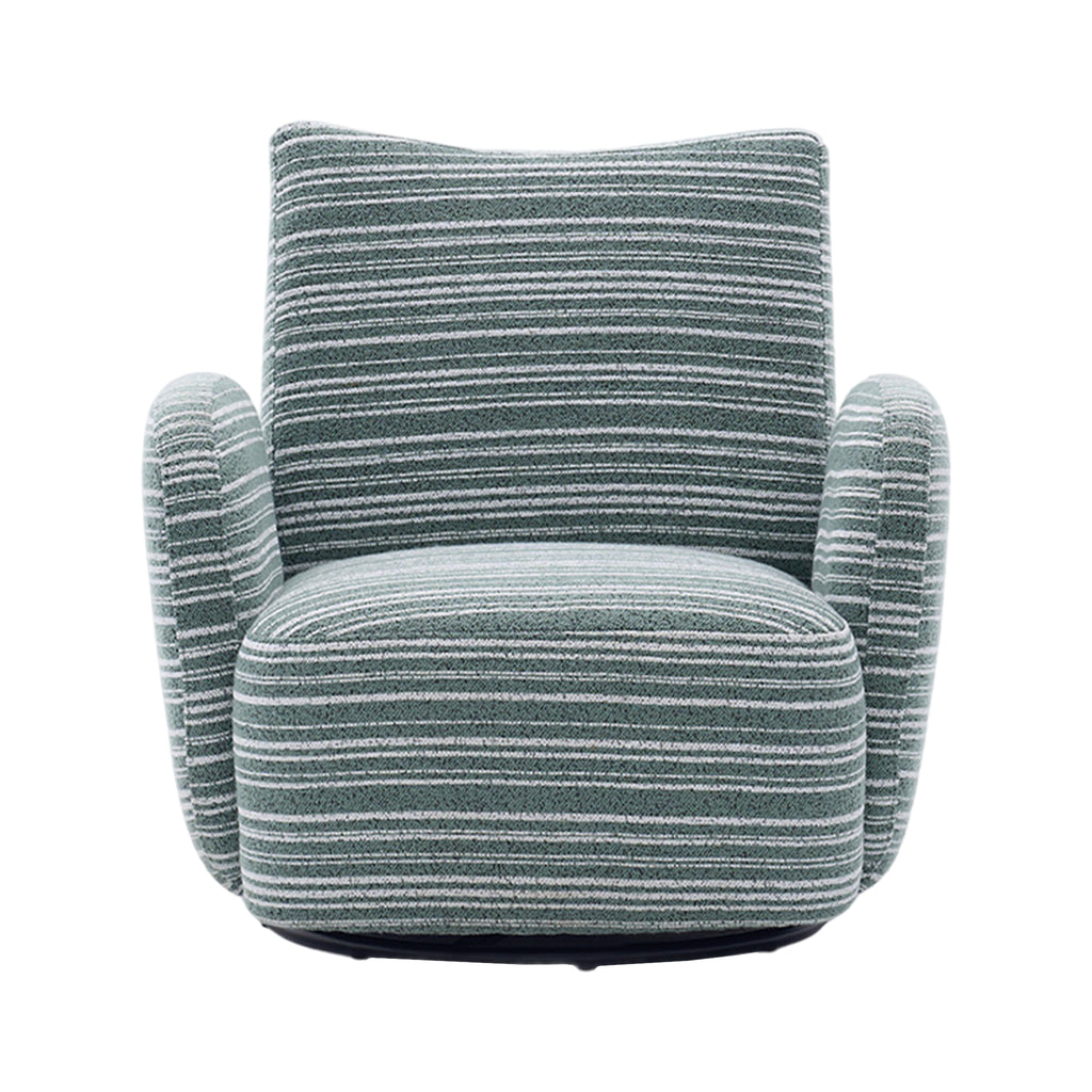 Modern Style 360° Swivel Leisure Chair Fabric Striped Armrest Swivel Chair with sand-rimmed fabric and metal bracket, suitable for living room, balcony and bedroom Accent Chair