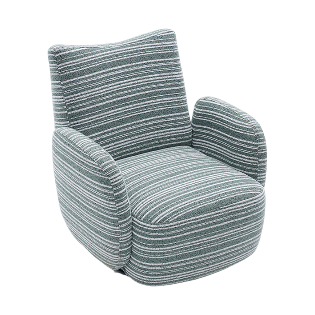Modern Style 360° Swivel Leisure Chair Fabric Striped Armrest Swivel Chair with sand-rimmed fabric and metal bracket, suitable for living room, balcony and bedroom Accent Chair