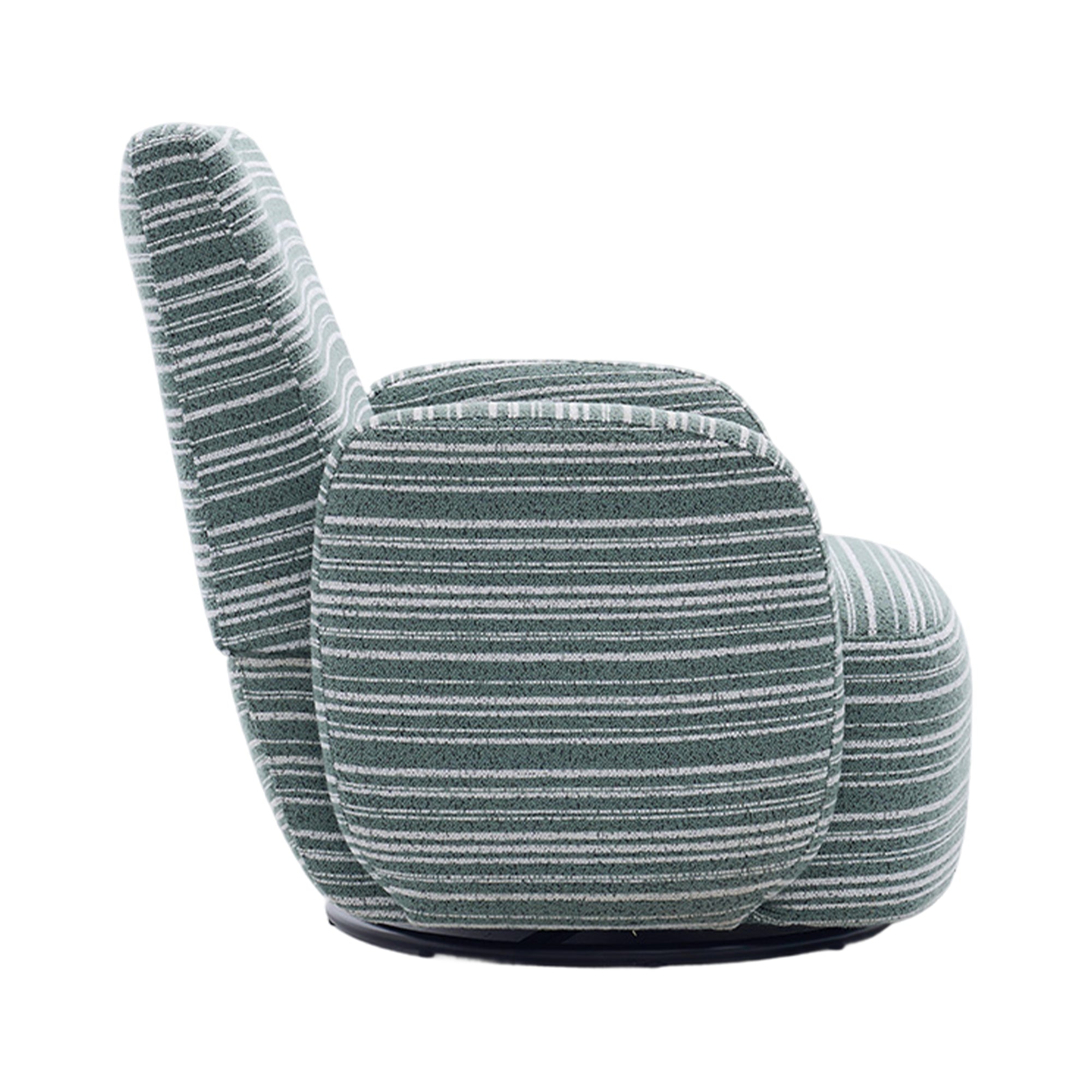 Modern Style 360° Swivel Leisure Chair Fabric Striped Armrest Swivel Chair with sand-rimmed fabric and metal bracket, suitable for living room, balcony and bedroom Accent Chair