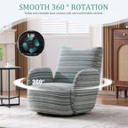 Modern Style 360° Swivel Leisure Chair Fabric Striped Armrest Swivel Chair with sand-rimmed fabric and metal bracket, suitable for living room, balcony and bedroom Accent Chair