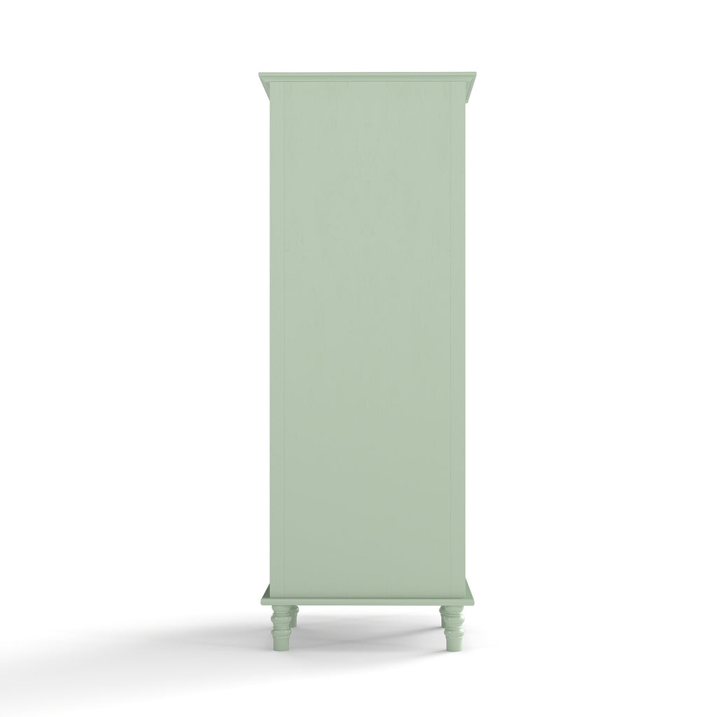 Minimalism Buffet Cabinet with Glass Doors and Double Drawer, Modern Wooden Storage Sideboard Cupboard for Living room, Dining Room Hallway Entryway (Mint Green) Buffets