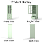 Minimalism Buffet Cabinet with Glass Doors and Double Drawer, Modern Wooden Storage Sideboard Cupboard for Living room, Dining Room Hallway Entryway (Mint Green) Buffets