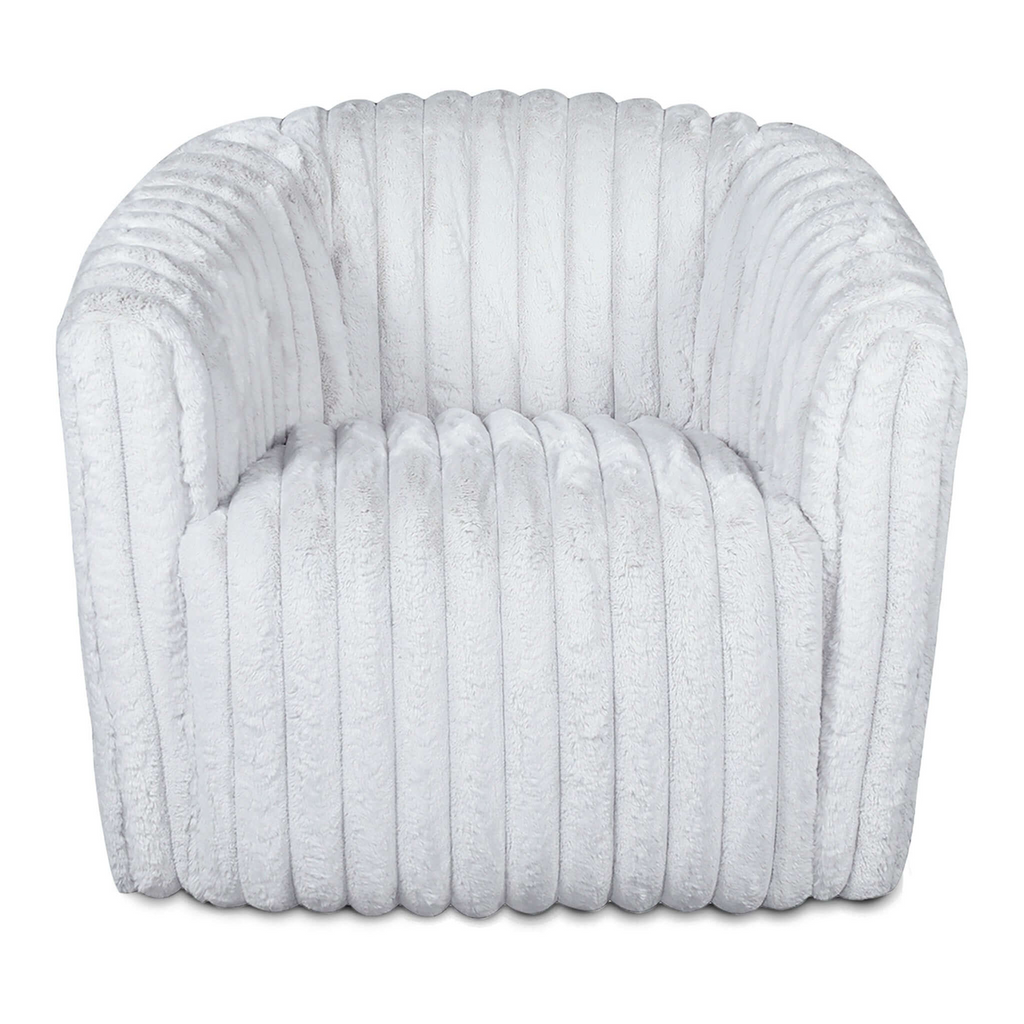 Mira White Velvet Mid-Century Swivel Chair 34.25" x 33.86".