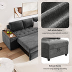 Mirod 91.5-Inch L Shaped Couch with Pull Out Bed and Storage Sectional Sleeper Sofa with Hidden Storage , Wide Armrest with storage,for Living Room, Apartment, Bedroom, Office