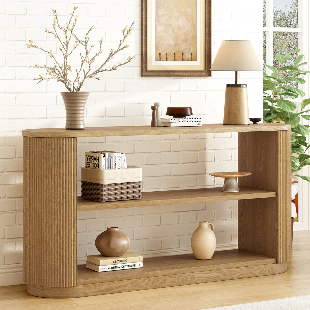 Mirod Modern Entryway Console Table - Slim Sofa Table with Open Shelf & Elegant Wood Grain, Multi-Functional Hallway Table for Living Room