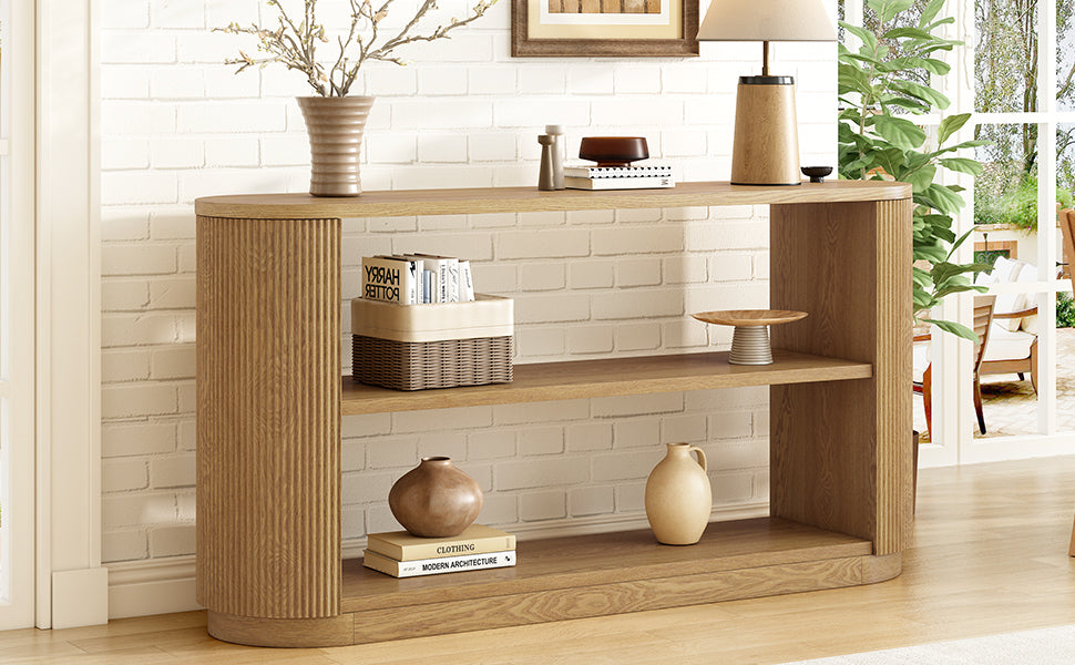 Mirod Modern Entryway Console Table - Slim Sofa Table with Open Shelf & Elegant Wood Grain, Multi-Functional Hallway Table for Living Room