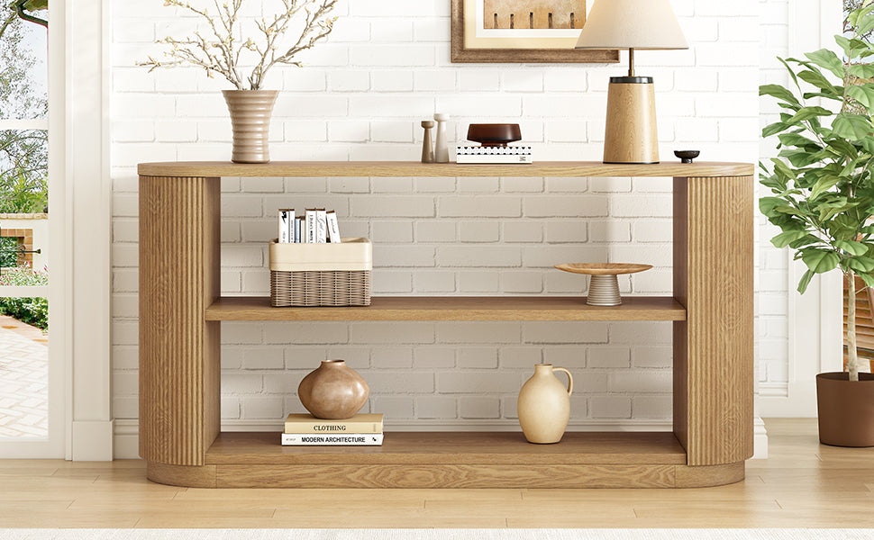 Mirod Modern Entryway Console Table - Slim Sofa Table with Open Shelf & Elegant Wood Grain, Multi-Functional Hallway Table for Living Room