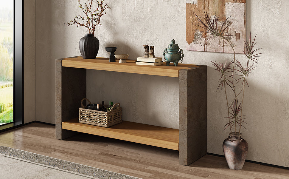 Mirod Vintage Industrial Console Table - Classic Minimalist Design with Premium Wood Veneer and Distressed Finish