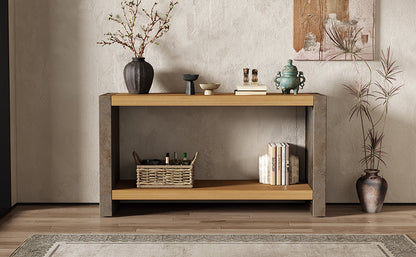 Mirod Vintage Industrial Console Table - Classic Minimalist Design with Premium Wood Veneer and Distressed Finish