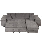 104.5 Modern L-Shape 3 Seat Reversible Sectional Couch, Pull Out Sleeper Sofa with Storage Chaise and 2 Stools for Living Room Furniture Set,Knox Charcoal (old sku:SG000431AAA)