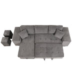 104.5 Modern L-Shape 3 Seat Reversible Sectional Couch, Pull Out Sleeper Sofa with Storage Chaise and 2 Stools for Living Room Furniture Set,Knox Charcoal (old sku:SG000431AAA)