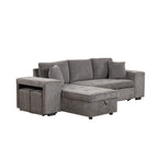 104.5 Modern L-Shape 3 Seat Reversible Sectional Couch, Pull Out Sleeper Sofa with Storage Chaise and 2 Stools for Living Room Furniture Set,Knox Charcoal (old sku:SG000431AAA)