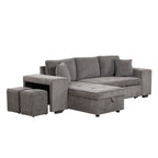 104.5 Modern L-Shape 3 Seat Reversible Sectional Couch, Pull Out Sleeper Sofa with Storage Chaise and 2 Stools for Living Room Furniture Set,Knox Charcoal (old sku:SG000431AAA)