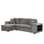 104.5 Modern L-Shape 3 Seat Reversible Sectional Couch, Pull Out Sleeper Sofa with Storage Chaise and 2 Stools for Living Room Furniture Set,Knox Charcoal (old sku:SG000431AAA)