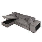 104.5 Modern L-Shape 3 Seat Reversible Sectional Couch, Pull Out Sleeper Sofa with Storage Chaise and 2 Stools for Living Room Furniture Set,Knox Charcoal (old sku:SG000431AAA)
