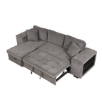 104.5 Modern L-Shape 3 Seat Reversible Sectional Couch, Pull Out Sleeper Sofa with Storage Chaise and 2 Stools for Living Room Furniture Set,Knox Charcoal (old sku:SG000431AAA)