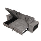 104.5 Modern L-Shape 3 Seat Reversible Sectional Couch, Pull Out Sleeper Sofa with Storage Chaise and 2 Stools for Living Room Furniture Set,Knox Charcoal (old sku:SG000431AAA)